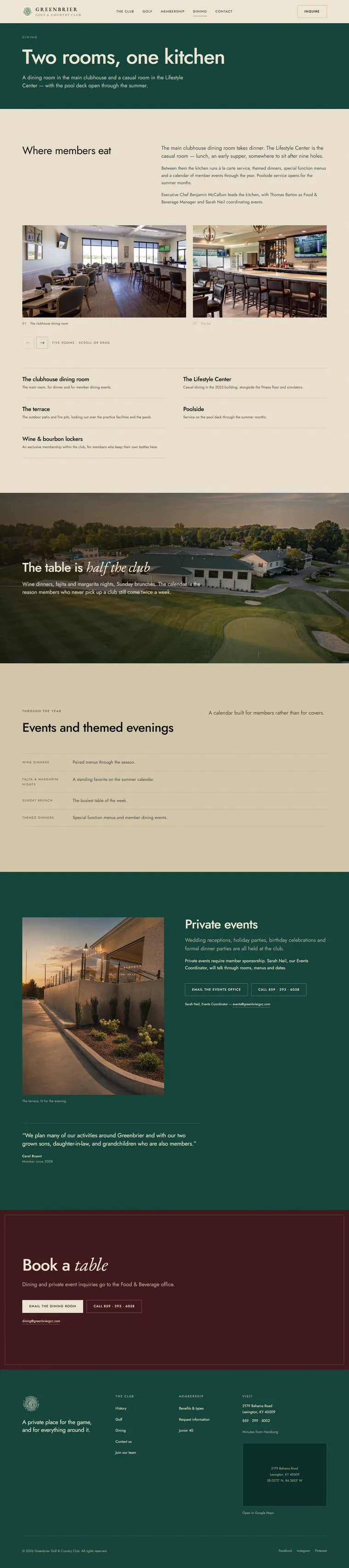 Dining page