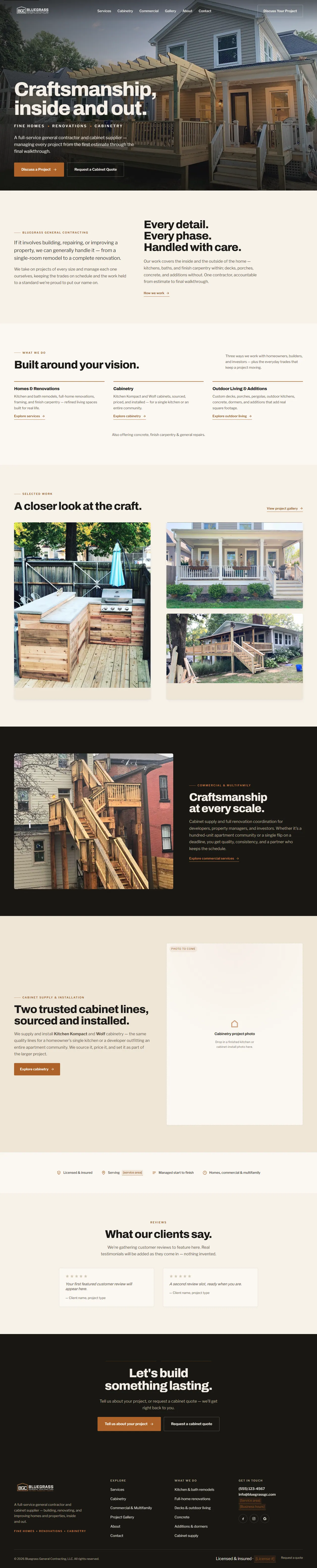 General Contracting website, full page